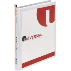 Universal Deluxe Heavy Duty 0.5" 3-Ring View Binder, White (UNV20702)