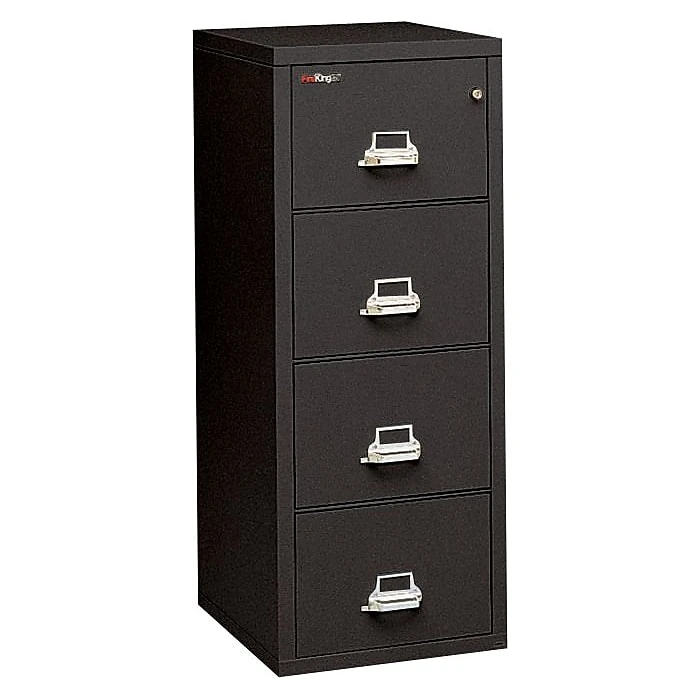 FireKing 2-Hour Fire Resistant Vertical File Cabinet, Letter, 4-Drawer, Black, 56 3/16"H X 19"W X 31 3/16"D, Inside Delivery 1 FireKing 2-Hour Fire Resistant Vertical File Cabinet, Letter, 4-Drawer, Black, 56 3/16"H X 19"W X 31 3/16"D, Inside Delivery