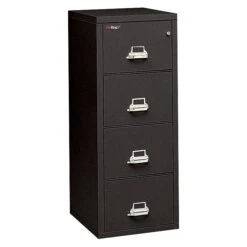 FireKing 2-Hour 4-Drawer Fire Resistant Vertical File Cabinet, Legal Size, Inside Delivery, Black