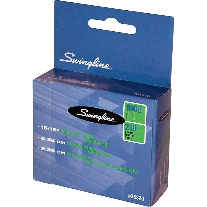 Swingline® Premium Heavy Duty Staples, 15/16" Length, 100/Per Strip, 1,000/Box (35320) 1 Swingline® Premium Heavy Duty Staples, 15/16" Length, 100/Per Strip, 1,000/Box (35320)