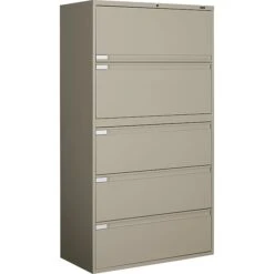 GIS Global 9300P Series Business Plus Lateral File Cabinet, Letter/Legal, 5-Drawer, Desert Putty, 18"D