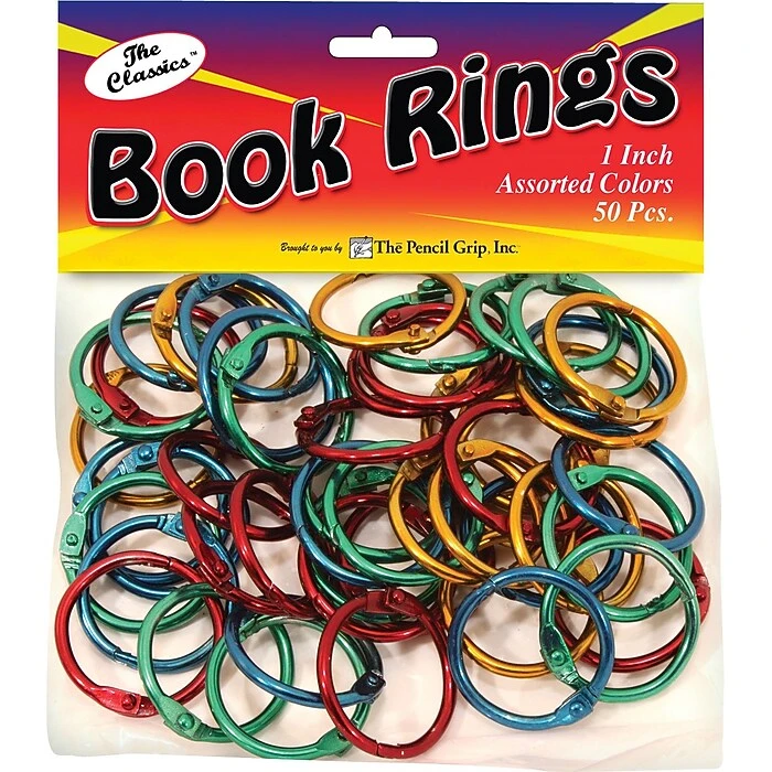 Pencil Grip Book Rings, Medium Capacity, Assorted Colors, 3/Bundle (TPG189) 1 Pencil Grip Book Rings, Medium Capacity, Assorted Colors, 3/Bundle (TPG189)
