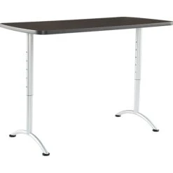 Iceberg Arc Adjustable Height Rectangular Conference Table, Gray Walnut/Silver Legs, 30"-42"H X 60"W X 30"D