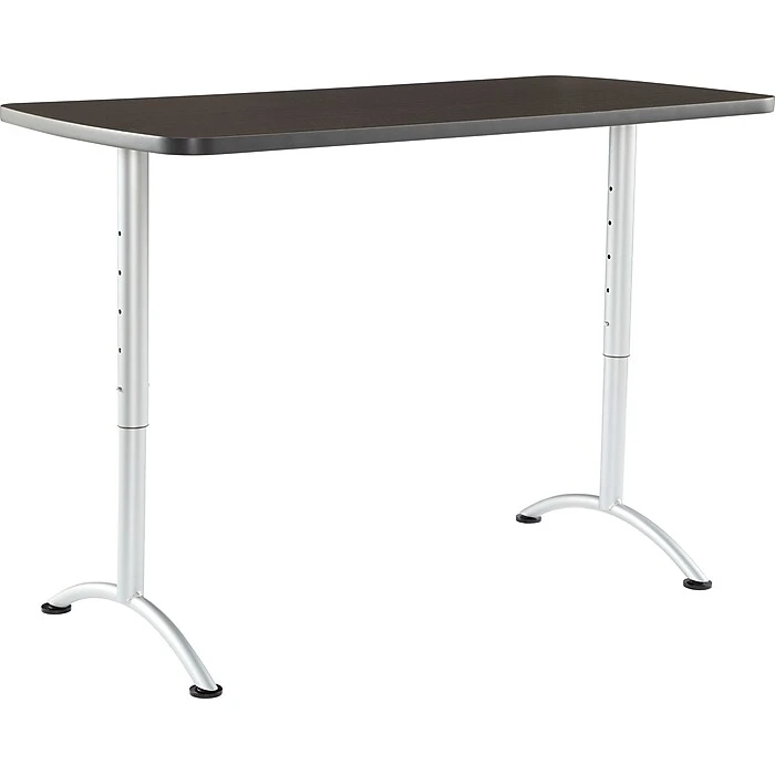 Iceberg Arc Adjustable Height Rectangular Conference Table, Gray Walnut/Silver Legs, 30"-42"H X 60"W X 30"D 1 Iceberg Arc Adjustable Height Rectangular Conference Table, Gray Walnut/Silver Legs, 30"-42"H X 60"W X 30"D