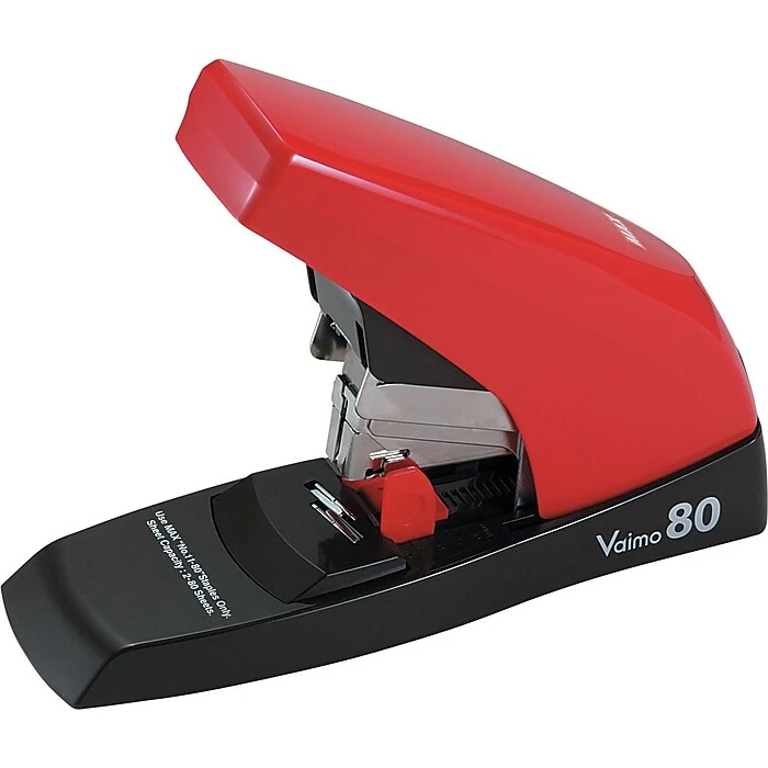 MAX Vaimo 80 Heavy-Duty Flat-Clinch Stapler, 80-Sheet Capacity, Red/brown 1 MAX Vaimo 80 Heavy-Duty Flat-Clinch Stapler, 80-Sheet Capacity, Red/brown