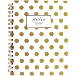 Mead Cambridge Fashion Hardcover Business Notebook, 9-1/2" X 7", Wide Ruled, 80 Sheets, Gold Dot (59016)