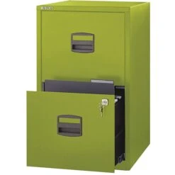Bisley Two Drawer Steel Home Or Office Filing Cabinet, Green, Letter/A4 (FILE2-GR)