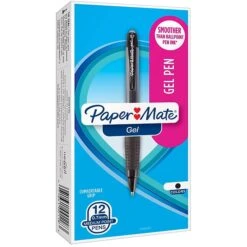 Paper Mate Retractable Gel Pens, Medium Point, Red Ink, Dozen (1746326)