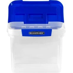 Bankers Box Heavy-Duty Plastic Portable File Storage Box, Letter Size, Blue/Clear (0086301) -Office Supplies Shop s1111470 sc7