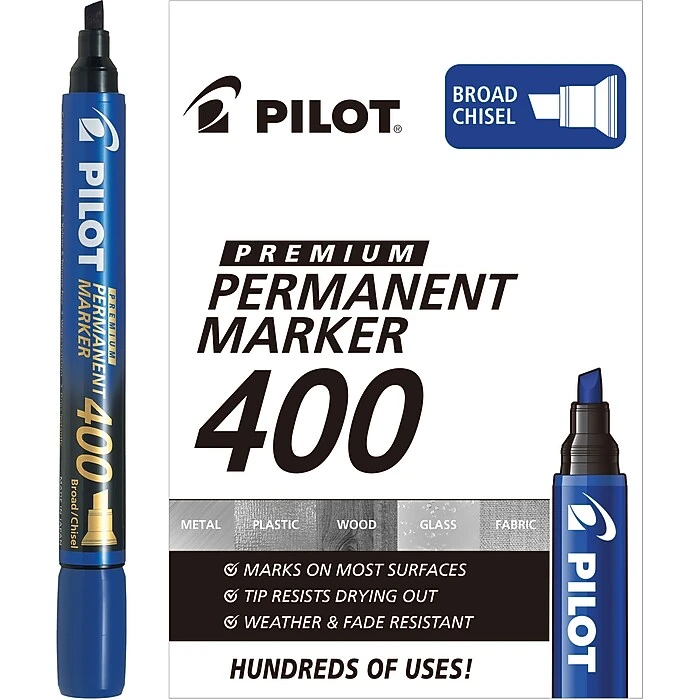 Pilot Premium 400 Permanent Markers, Chisel Tip, Blue, 12/Pack (44116) 2 Pilot Premium 400 Permanent Markers, Chisel Tip, Blue, 12/Pack (44116) - Image 2