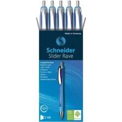 Schneider® Schneider Slider Rave XB Retractable Ballpoint Pen, Extra Bold Point, Blue Ink, 5/Box (PSY132503)
