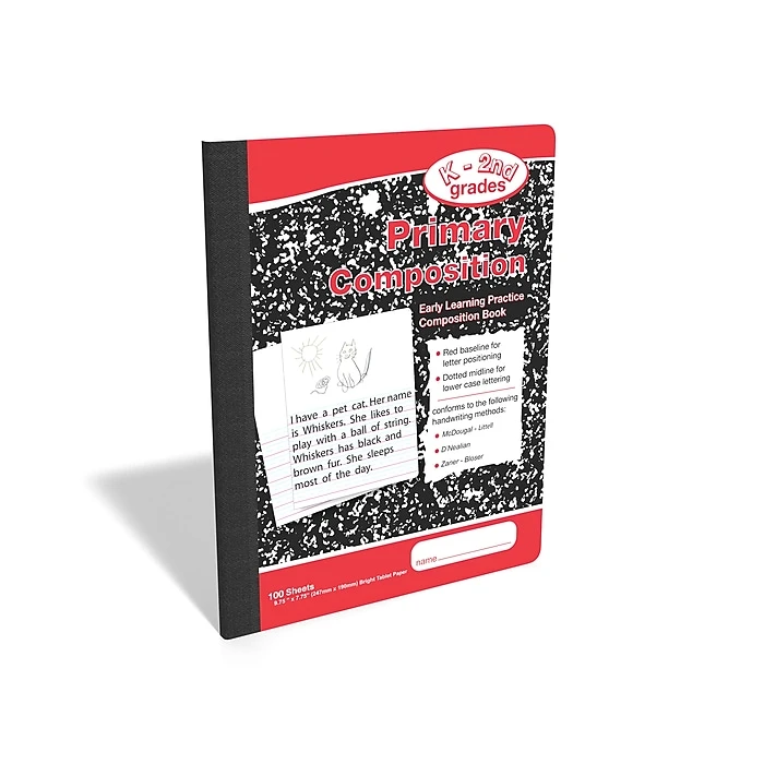 Staples® Composition Notebook, 7.5" X 9.75", Primary Ruled, 100/Sheets, Red/Black Marble (42079) 3 Staples® Composition Notebook, 7.5" X 9.75", Primary Ruled, 100/Sheets, Red/Black Marble (42079) - Image 3
