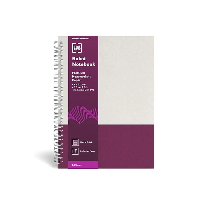 TRU RED™ Medium Hard Cover Ruled Notebook, Gray/Purple (TR55742) 1 TRU RED™ Medium Hard Cover Ruled Notebook, Gray/Purple (TR55742)