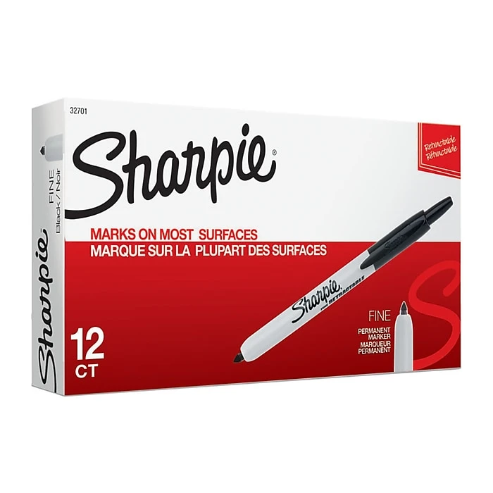 Sharpie Retractable Permanent Markers, Fine Tip, Black, 12/Pack (32701) 1 Sharpie Retractable Permanent Markers, Fine Tip, Black, 12/Pack (32701)