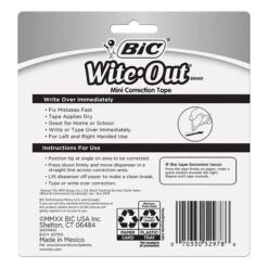 BIC Wite-Out Mini Correction Tape, White, 3/Pack (WOTMP31-WHI) 12 BIC Wite-Out Mini Correction Tape, White, 3/Pack (WOTMP31-WHI) -Office Supplies Shop s1205088 sc7