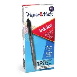 Paper Mate InkJoy 100RT Retractable Ballpoint Pen, Medium Point, Black Ink, Dozen (1803472)