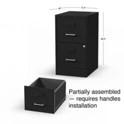 Staples 2-Drawer Light Duty Vertical File Cabinet, Locking, Letter, Black, 18"D (52142) -Office Supplies Shop s1212846 sc7