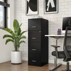 Staples 4-Drawer Light Duty Vertical File Cabinet, Locking, Letter, Black, 18"D (52152) -Office Supplies Shop s1212851 sc7
