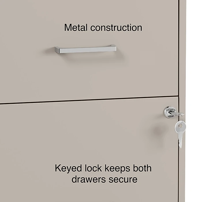 Staples 2-Drawer Light Duty Vertical File Cabinet, Locking, Letter, Putty, 22"D (52146) 5 Staples 2-Drawer Light Duty Vertical File Cabinet, Locking, Letter, Putty, 22"D (52146) - Image 5