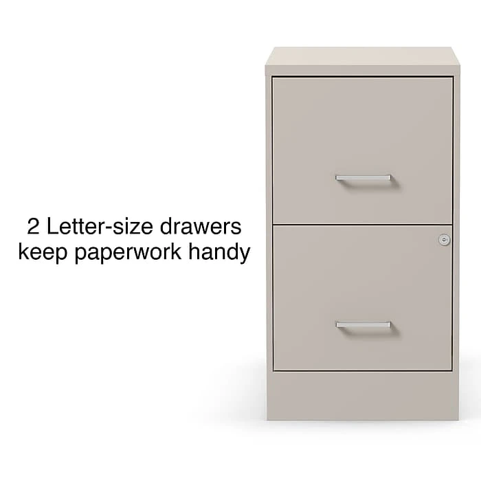 Staples 2-Drawer Light Duty Vertical File Cabinet, Locking, Letter, Putty, 22"D (52146) 2 Staples 2-Drawer Light Duty Vertical File Cabinet, Locking, Letter, Putty, 22"D (52146) - Image 2