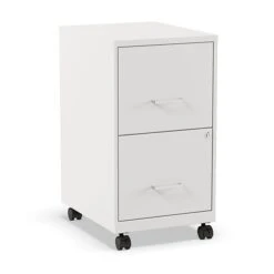 Staples 2-Drawer Light Duty Vertical File Cabinet, Locking, Letter, White, 18"D (52155)