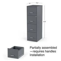 Staples 4-Drawer Light Duty Vertical File Cabinet, Locking, Letter, Charcoal, 18" D (52148) -Office Supplies Shop s1212962 sc7