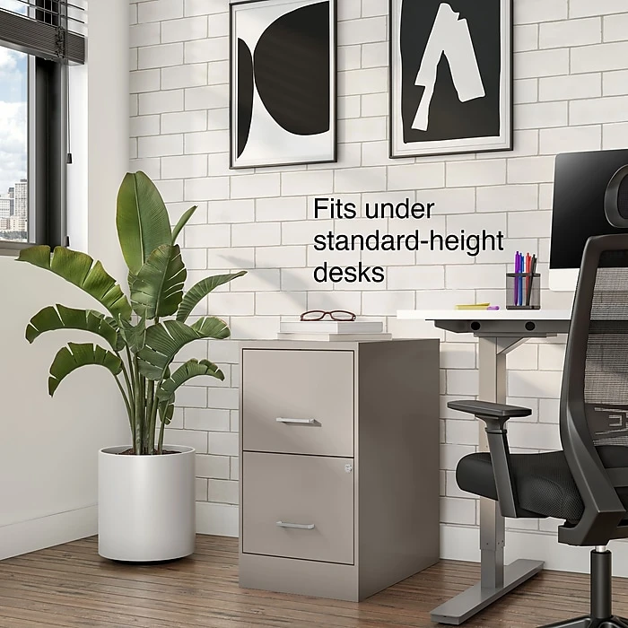 Staples 2-Drawer Light Duty Vertical File Cabinet, Locking, Letter, Putty, 22"D (52146) 8 Staples 2-Drawer Light Duty Vertical File Cabinet, Locking, Letter, Putty, 22"D (52146) - Image 8