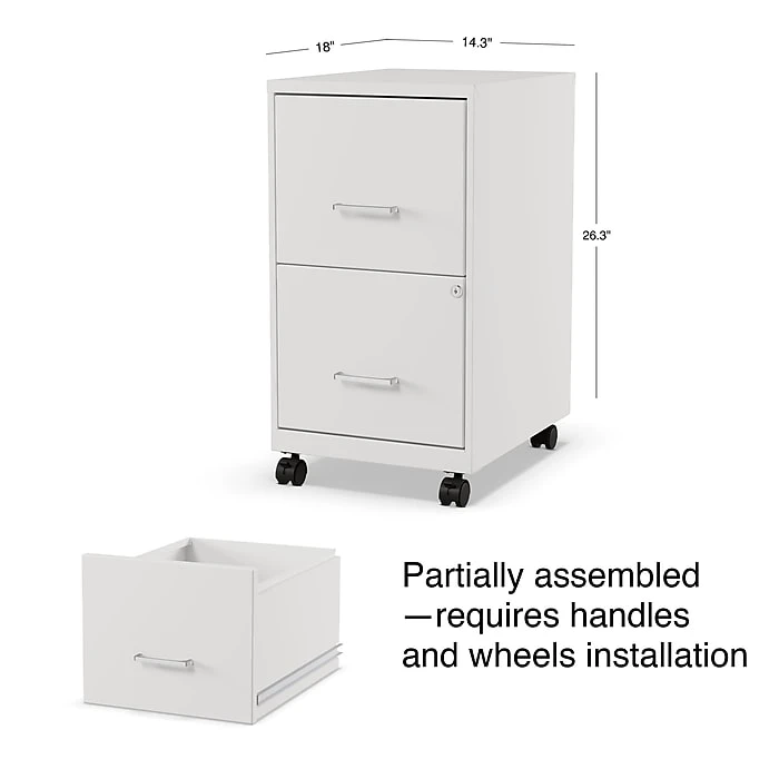 Staples 2-Drawer Vertical Mobile File Cabinet, Locking, Letter Size, White, 18''D (19634) 8 Staples 2-Drawer Vertical Mobile File Cabinet, Locking, Letter Size, White, 18''D (19634) - Image 8