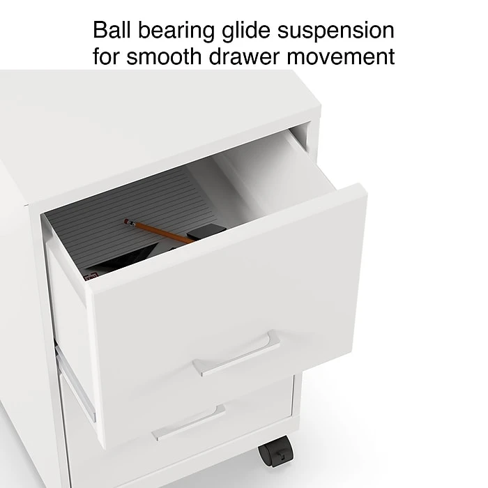 Staples 2-Drawer Vertical Mobile File Cabinet, Locking, Letter Size, White, 18''D (19634) 4 Staples 2-Drawer Vertical Mobile File Cabinet, Locking, Letter Size, White, 18''D (19634) - Image 4