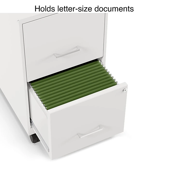 Staples 2-Drawer Vertical Mobile File Cabinet, Locking, Letter Size, White, 18''D (19634) 3 Staples 2-Drawer Vertical Mobile File Cabinet, Locking, Letter Size, White, 18''D (19634) - Image 3
