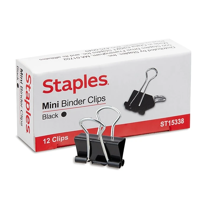 Staples 0.6" Binder Clips, Mini, Black, 144/Pack (15338) 2 Staples 0.6" Binder Clips, Mini, Black, 144/Pack (15338) - Image 2