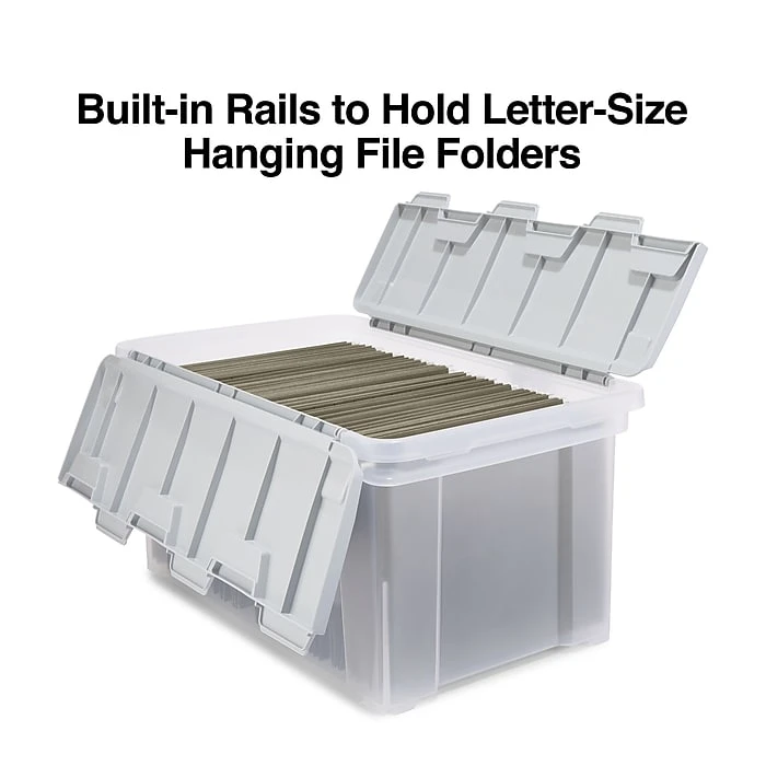 Staples Hanging File Box, Wing Lid, Letter Size, Clear (TR58300) 2 Staples Hanging File Box, Wing Lid, Letter Size, Clear (TR58300) - Image 2