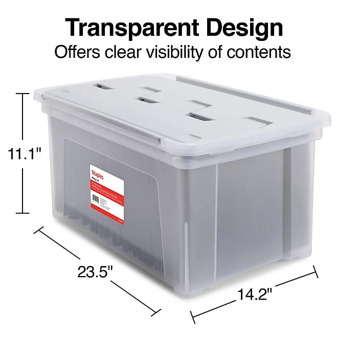 Staples Hanging File Box, Wing Lid, Letter Size, Clear (TR58300) 4 Staples Hanging File Box, Wing Lid, Letter Size, Clear (TR58300) - Image 4