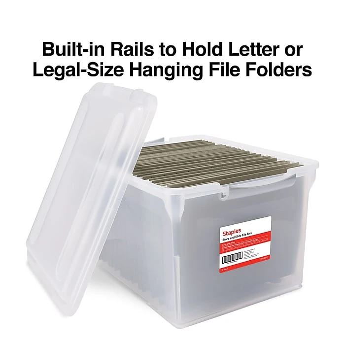 TRU RED™ Store & Slide Hanging File Box, Latch Lid, Letter/Legal Size, Clear, 4/Carton (TR57621CT) 2 TRU RED™ Store & Slide Hanging File Box, Latch Lid, Letter/Legal Size, Clear, 4/Carton (TR57621CT) - Image 2