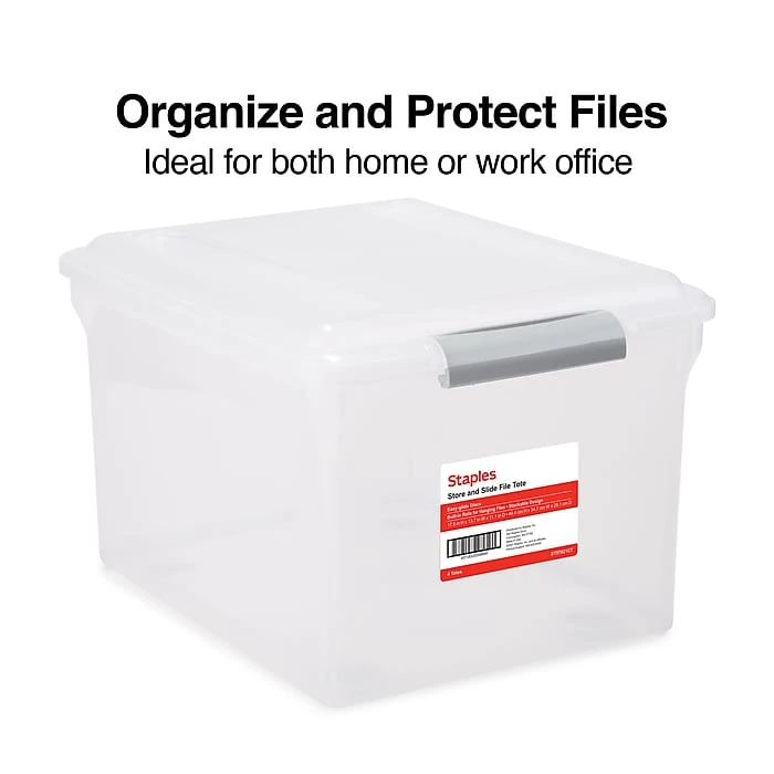 TRU RED™ Store & Slide Hanging File Box, Latch Lid, Letter/Legal Size, Clear, 4/Carton (TR57621CT) 1 TRU RED™ Store & Slide Hanging File Box, Latch Lid, Letter/Legal Size, Clear, 4/Carton (TR57621CT)