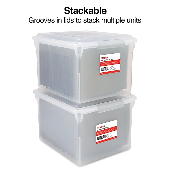 TRU RED™ Store & Slide Hanging File Box, Latch Lid, Letter/Legal Size, Clear, 4/Carton (TR57621CT) 4 TRU RED™ Store & Slide Hanging File Box, Latch Lid, Letter/Legal Size, Clear, 4/Carton (TR57621CT) - Image 4