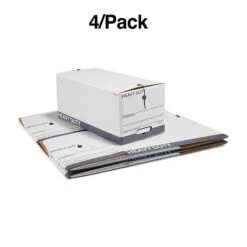 Staples Heavy Duty File Box, String And Button Lid, Letter, White/Gray, 4/Pack (TR59222) -Office Supplies Shop s1219798 sc7