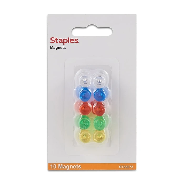 Staples Magnets, Assorted, 10/Pack (33273-CC) 1 Staples Magnets, Assorted, 10/Pack (33273-CC)
