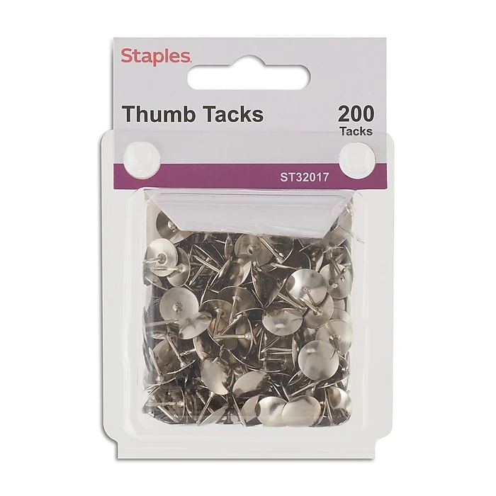 Staples Tacks, Nickel, 200/Pack (32017) 1 Staples Tacks, Nickel, 200/Pack (32017)