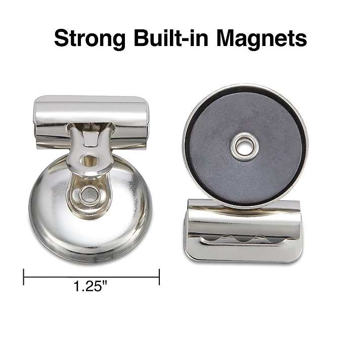 Staples Magnetic Bulldog Clips, 1.25"W, Metallic, 18/Pack (17694) 2 Staples Magnetic Bulldog Clips, 1.25"W, Metallic, 18/Pack (17694) - Image 2