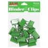 JAM Paper Colored Binder Clips, Medium, 5/8" Capacity, Green, 15/Pack (339BCGR)