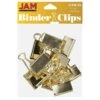 JAM Paper® Colorful Binder Clips, Large, 1 1/2 Inch (41mm), Gold Binderclips, 12/Pack (340BCgo)