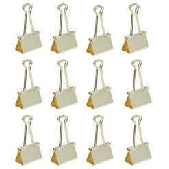JAM Paper® Colorful Binder Clips, Large, 1 1/2 Inch (41mm), Gold Binderclips, 12/Pack (340BCgo) -Office Supplies Shop sp100189049 sc7
