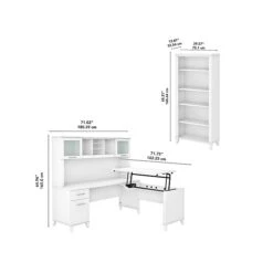 Bush Furniture Somerset 72"W 3-Position Sit To Stand L-Shaped Desk With Hutch And Bookcase, White (SET017WH) -Office Supplies Shop sp101295809 sc7