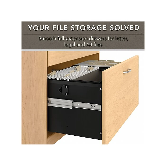 Bush Furniture Cabot 2-Drawer Lateral File Cabinet, Letter/Legal, Natural Maple, 31" (WC31680) 3 Bush Furniture Cabot 2-Drawer Lateral File Cabinet, Letter/Legal, Natural Maple, 31" (WC31680) - Image 3