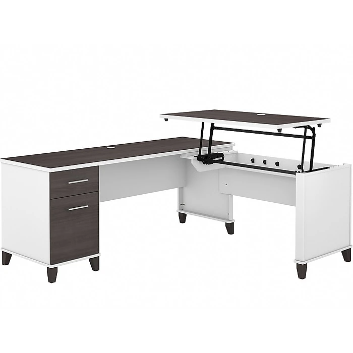 Bush Furniture Somerset 35"-41" Adjustable Desk With Return, Storm Gray/White (SET014SGWH) 1 Bush Furniture Somerset 35"-41" Adjustable Desk With Return, Storm Gray/White (SET014SGWH)