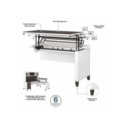 Bush Furniture Somerset 35"-41" Adjustable Desk With Return, Storm Gray/White (SET014SGWH) 11 Bush Furniture Somerset 35"-41" Adjustable Desk With Return, Storm Gray/White (SET014SGWH) -Office Supplies Shop sp108082884 sc7