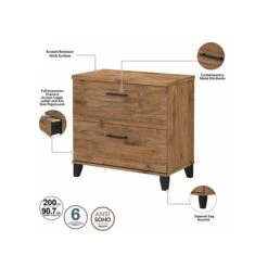 Bush Furniture Somerset Office Desk With 35"-41" Adjustable Return, Hutch, And File Cabinet, Fresh Walnut (SET016FW) -Office Supplies Shop sp108409457 sc7