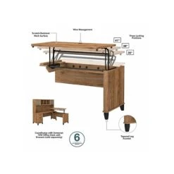 Bush Furniture Somerset 35"-41" Adjustable Desk With Return, Fresh Walnut (SET014FW) -Office Supplies Shop sp108409472 sc7