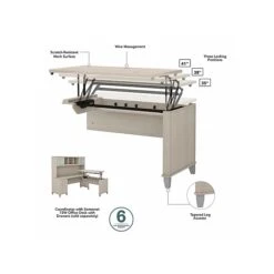 Bush Furniture Somerset Office Desk With 35"-41" Adjustable Return And Hutch, Sand Oak (SET015SO) 11 Bush Furniture Somerset Office Desk With 35"-41" Adjustable Return And Hutch, Sand Oak (SET015SO) -Office Supplies Shop sp108409488 sc7